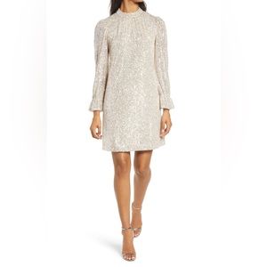 JULIA JORDAN Sequin Long Sleeve Shift Dress size 8